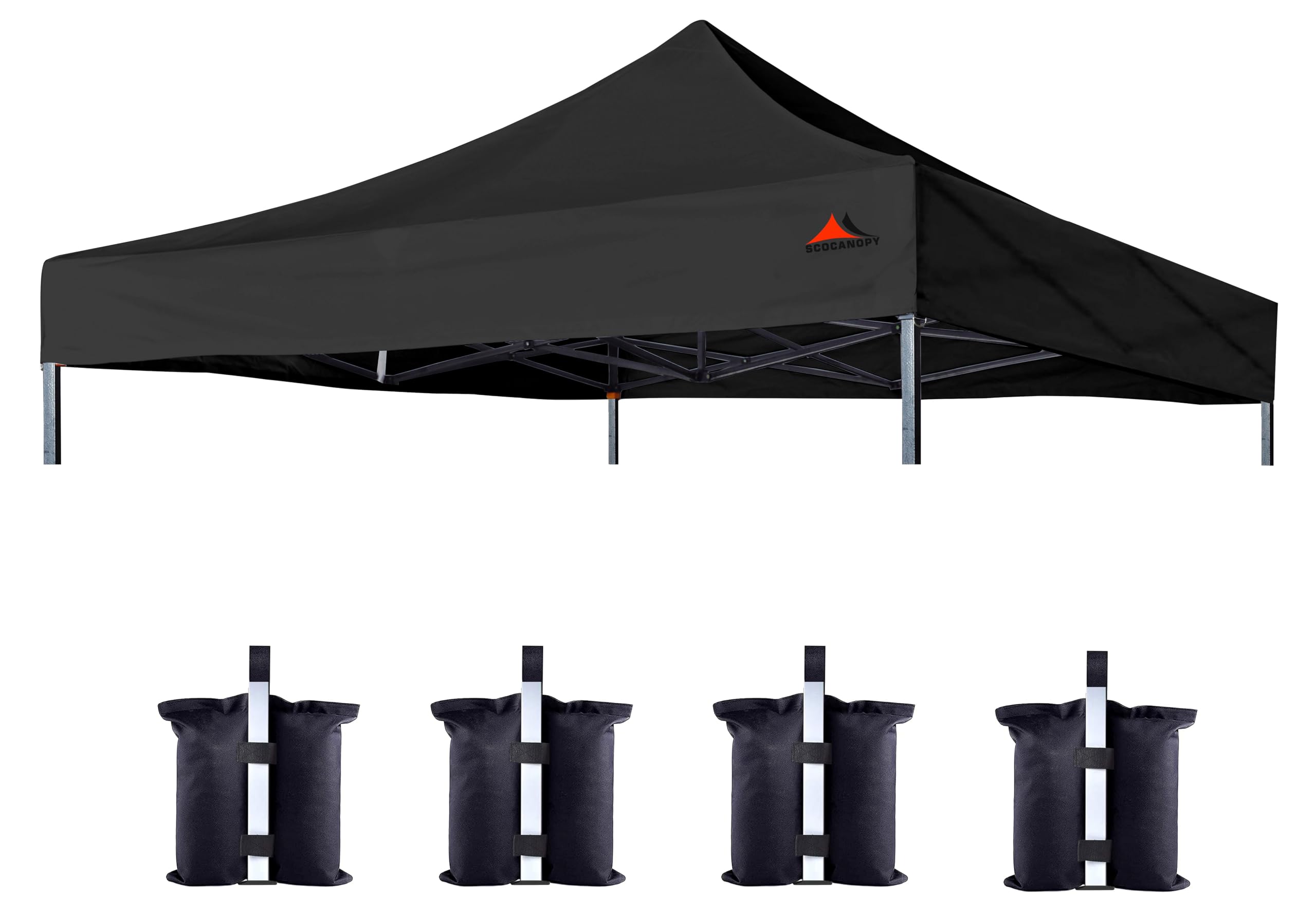 Scocanopy Commercial 8X8 Canopy Replacement Canopy Top,Canopy Cover Only (Black)