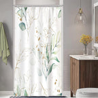 Ruelvth Stall Shower Curtain, Sage Green and Gold Eucalyptus Small Shower Curtain Set Waterproof Fabric Half Narrow Bathroom Dec