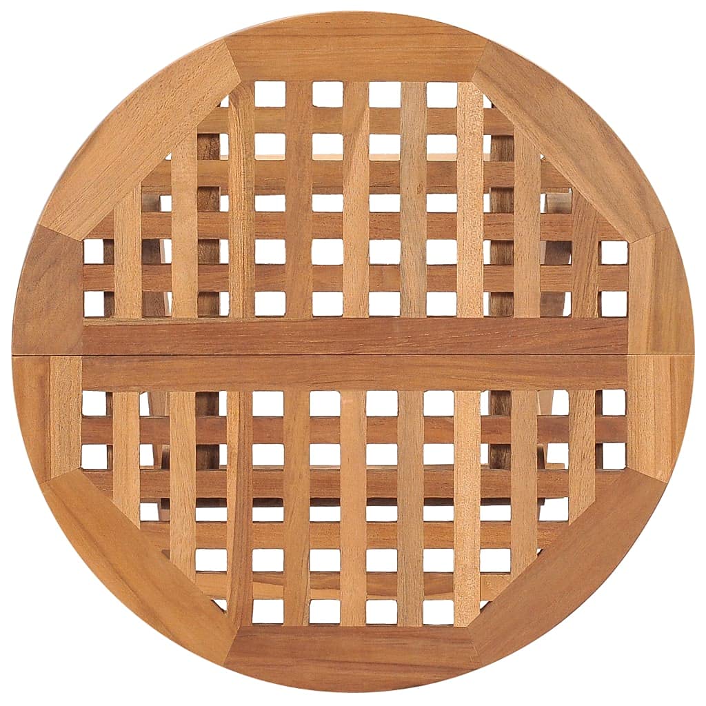 vidaXL Solid Teak Wood Folding Patio Table - Stylish 19.7" Round Table for Outdoor/Indoor Use, Fine Sanded Wood Finish, Space-Saving Design