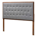 Baxton Studio Harumi Classic And Traditional Grey Fabric And Walnut Brown Finished Wood King Size Headboard