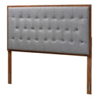 Baxton Studio Harumi Classic And Traditional Grey Fabric And Walnut Brown Finished Wood King Size Headboard