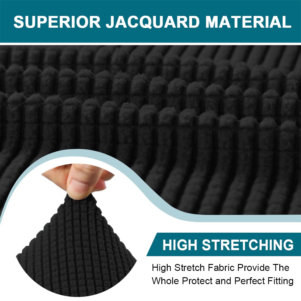 Turquoize T Cushion Chair Slipcover T Cushion Chair Covers For Living Room Stretch Sofa Couch Cover Soft Armchair Cover Washable Furniture Covers With Individual T Cushion Seat Covers (Chair, Black)