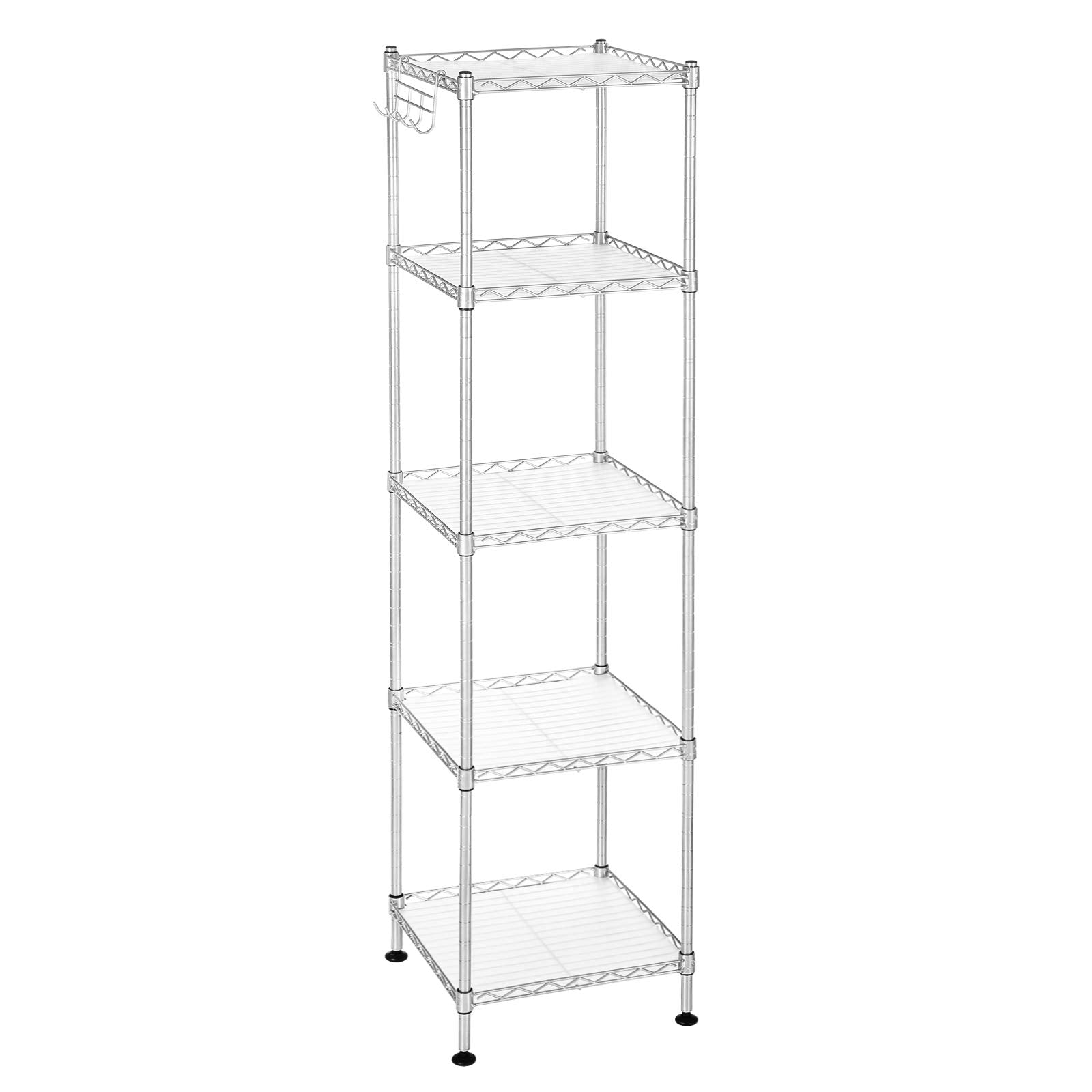 SONGMICS Bathroom Shelf, Storage Rack for Small Space, Total Load Capacity 220 lb, 11.8 x 11.8 x 48.6 Inches, with 5 PP Sheets, 