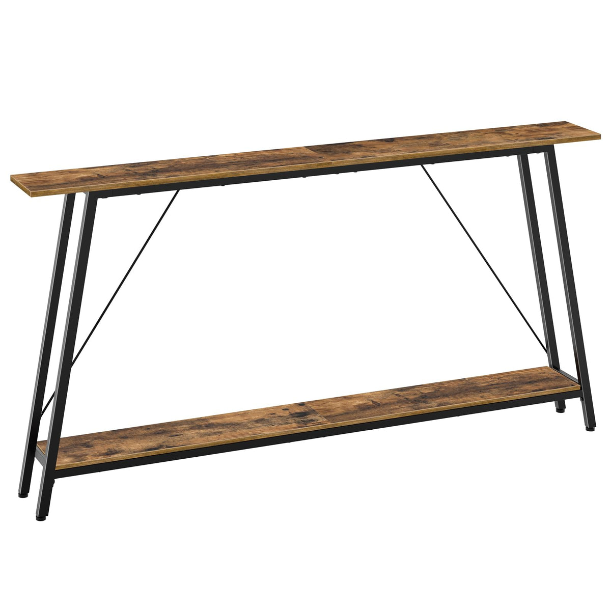Yatiney 63' Console Table, Narrow Long Entryway Table, Industrial Skinny Sofa Tables, 2-Layer Hallway Table For Entryway, Display Table Behind Couch, Rustic Brown And Black Ct16Br