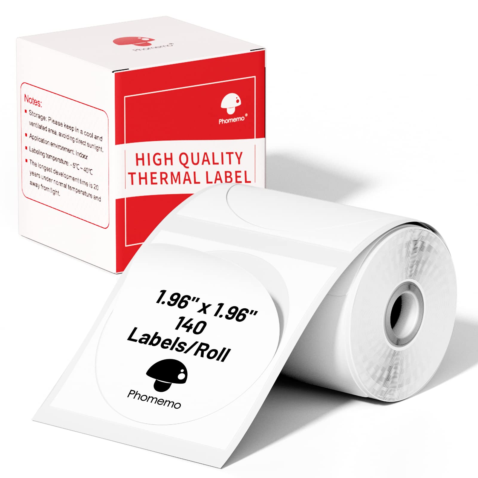 Phomemo Multi-Purpose Self-Adhesive Round Circle Label For Phomemo M110/M110S/M120/M200/M220 Label Maker, 1.96' X 1.96'(50X50