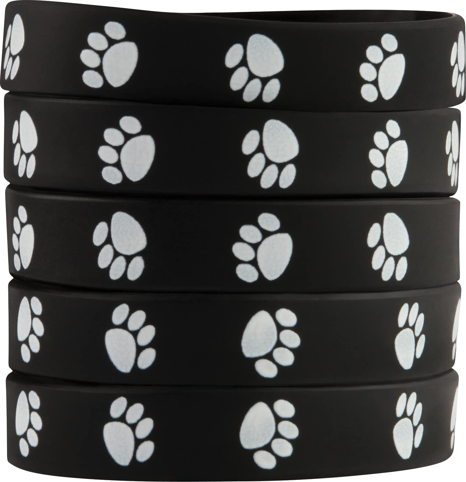 Teacher Created Resources Black With White Paw Prints Wristband Pack, Of 10