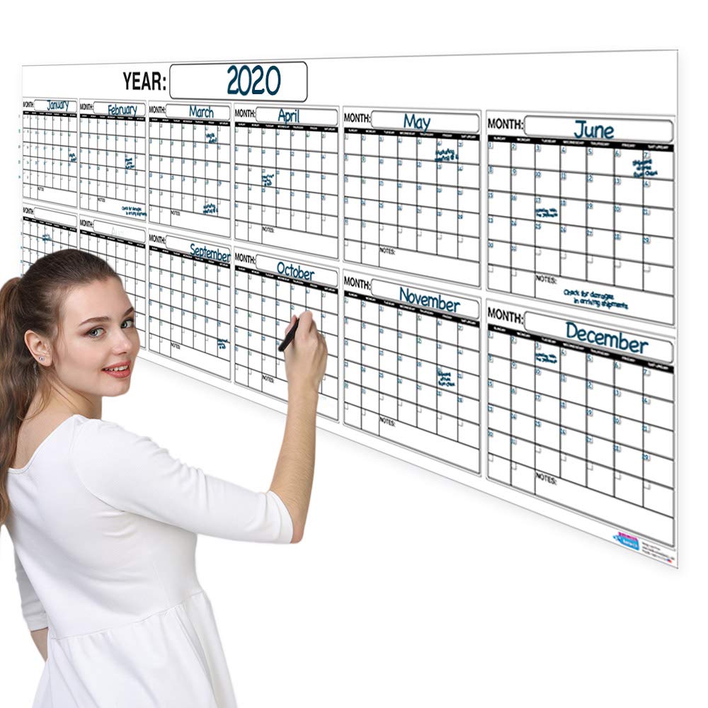 Extra Large 12 Month Dry Erase Wall Calendar Planner & Organizer 36X96 In Laminated Dry Or Wet Erase Print Squares To Plan Your