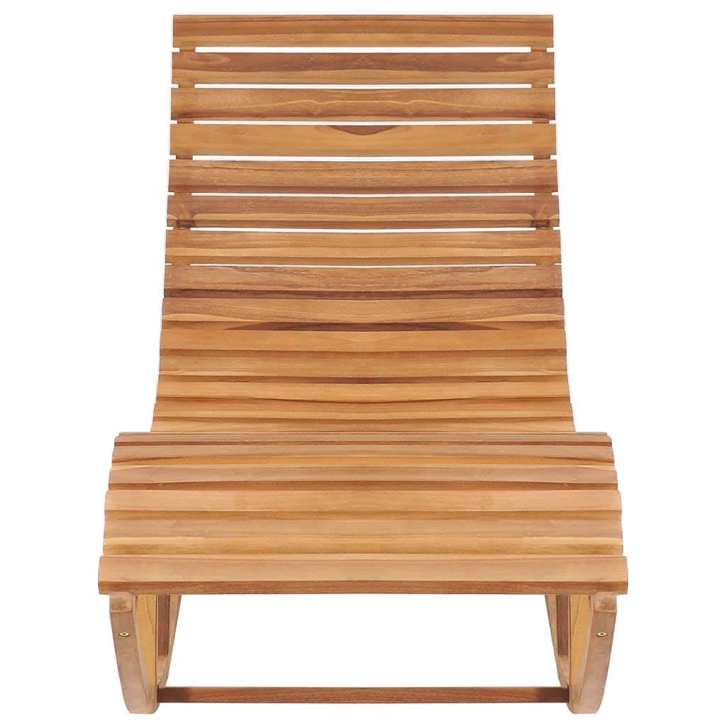 vidaXL Daybed, Rocking Sun Lounger with Cushion, Wooden Sun Lounger for Poolside Deck Garden Porch Balcony, Retro Style, Solid Wood Teak
