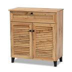 Baxton Studio Coolidge Modern and Contemporary Oak Brown Finished Wood 1-Drawer Shoe Storage Cabinet