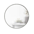Umbra Hubba Round Wall Mirror with Metallic Frame, Modern Style for Bathroom, Entryway, Living Room and More, 34-Inch, Titanium