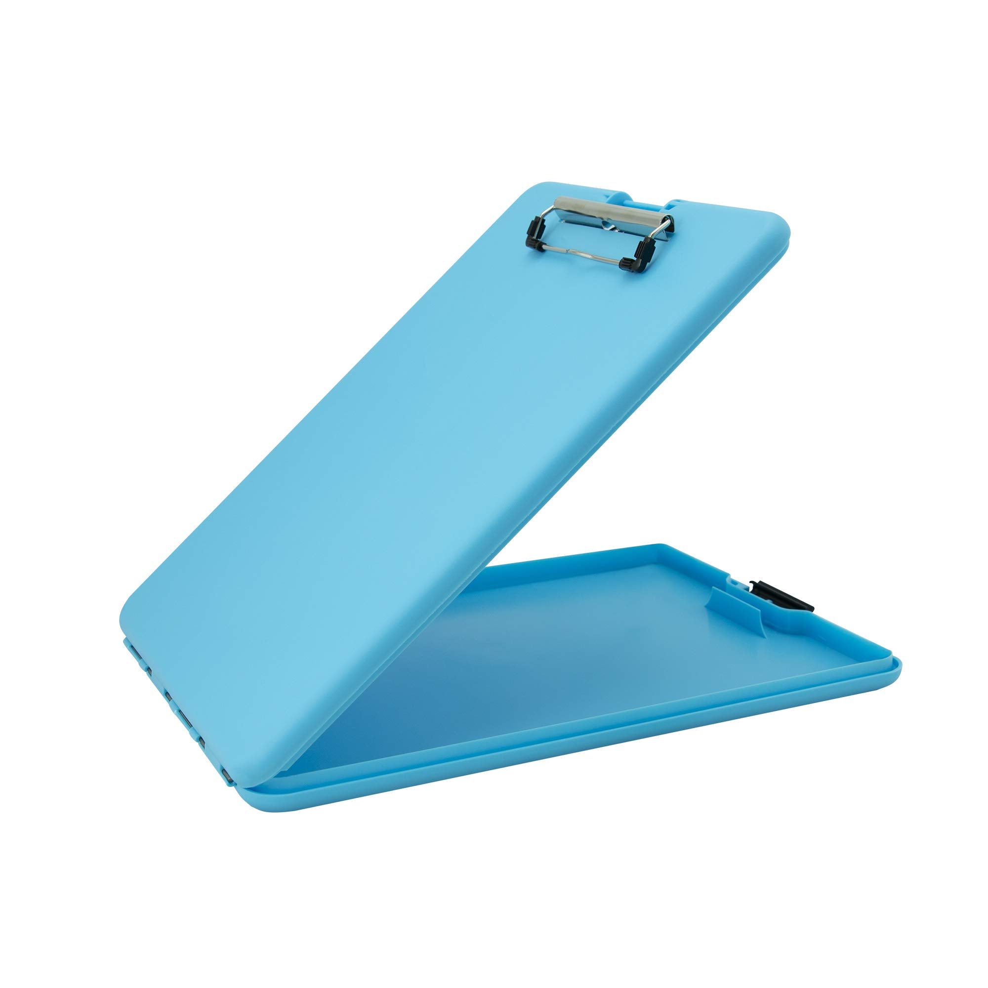 Saunders Sky Blue Slimmate Plastic Storage Clipboard With Low Profile Clip - Portable Mobile Organizer For Home, Office, And Bus