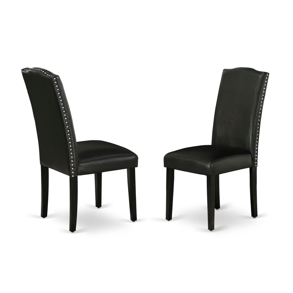 East West Furniture V697En169-6 6 Piece Modern Dining Table Set Contains A Rectangle Wooden Table With V-Legs And 4 Black Faux Leather Parson Chairs With A Bench, 40X72 Inch, Multi-Color