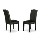 East West Furniture V697En169-6 6 Piece Modern Dining Table Set Contains A Rectangle Wooden Table With V-Legs And 4 Black Faux Leather Parson Chairs With A Bench, 40X72 Inch, Multi-Color
