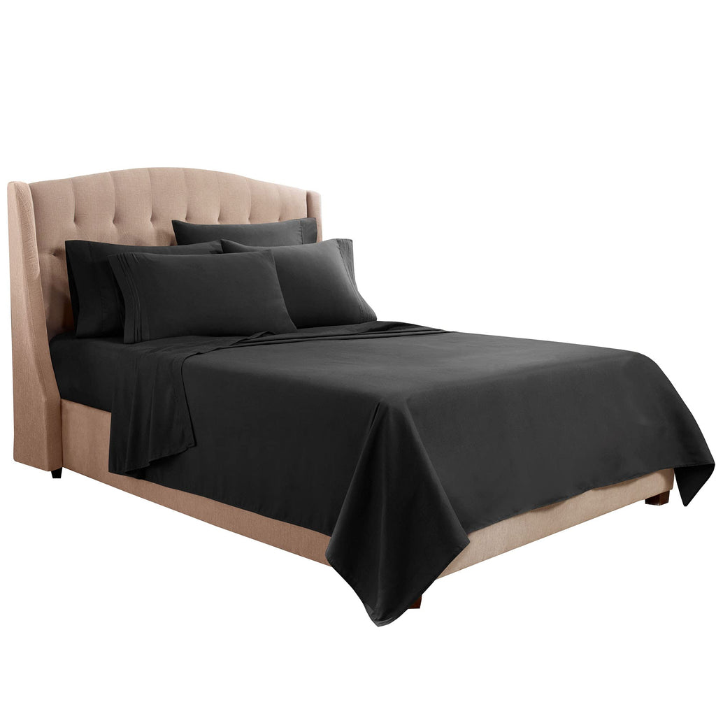 Clara Clark Queen Sheets, 6 Piece Set - Hotel Luxury Sheets For Queen Size Bed, Super Soft Bedding Sheets & Pillowcases, Queen Size Sheets, Black