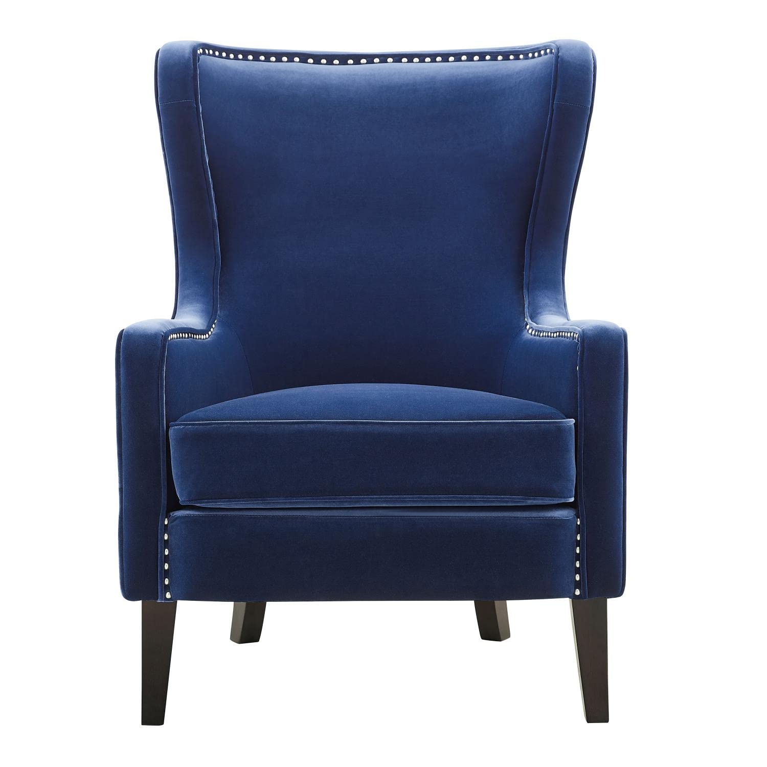 Steve Silver Company Rosco Accent Chair, Wing-Back Chair Styling, Navy Velvet, Nailhead Trim, Living Room, Bedroom, Armchair, Solid Wood Frame, 16&quot; D x 30&quot; W x 40&quot; H, Blue