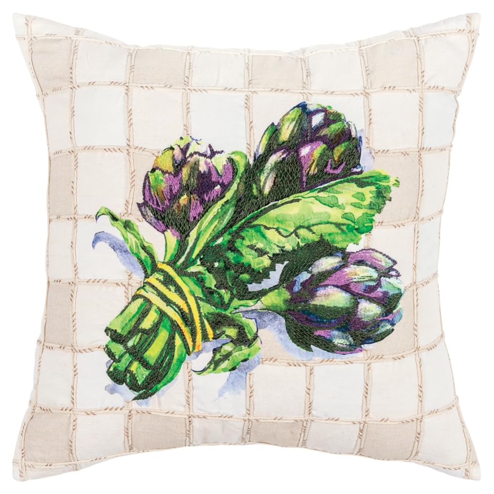 Rizzy Home 20" x 20" Down Filled Pillow with Cotton Duck Cover-Multi
