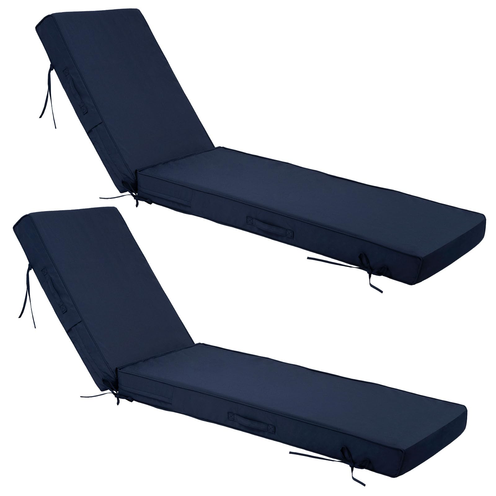 2 Pcs Outdoor Chaise Lounge Cushion Waterproof And Sunlight Resistant, 4 Inch Lounge Deck Reclining Chair Cushions For Patio Fur