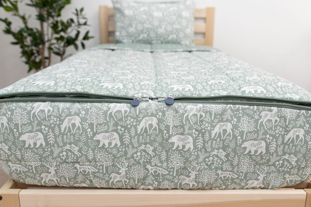 Beddy'S Fantasy Woodland Girls Durable Zipper Bedding, Bed In A Bag, Green Sheets & Comforter With Animal & Woods Design, Includ