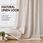 Miulee Natural Linen Curtains 90 Inches Long 2 Panels, Back Tab & Pleated Tape Soft Thick Linen Textured Window Drapes With Hooks Bedroom Living Room Semi Sheer Light Filtering Neutral Cream Ivory