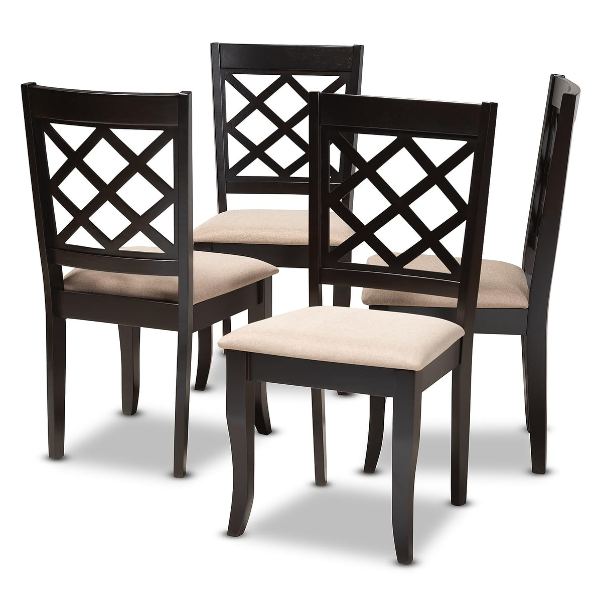 Baxton Studio Verner Contemporary Fabric Dining Chair, Sand and Espresso, 4/Set (157-9725-HiT)