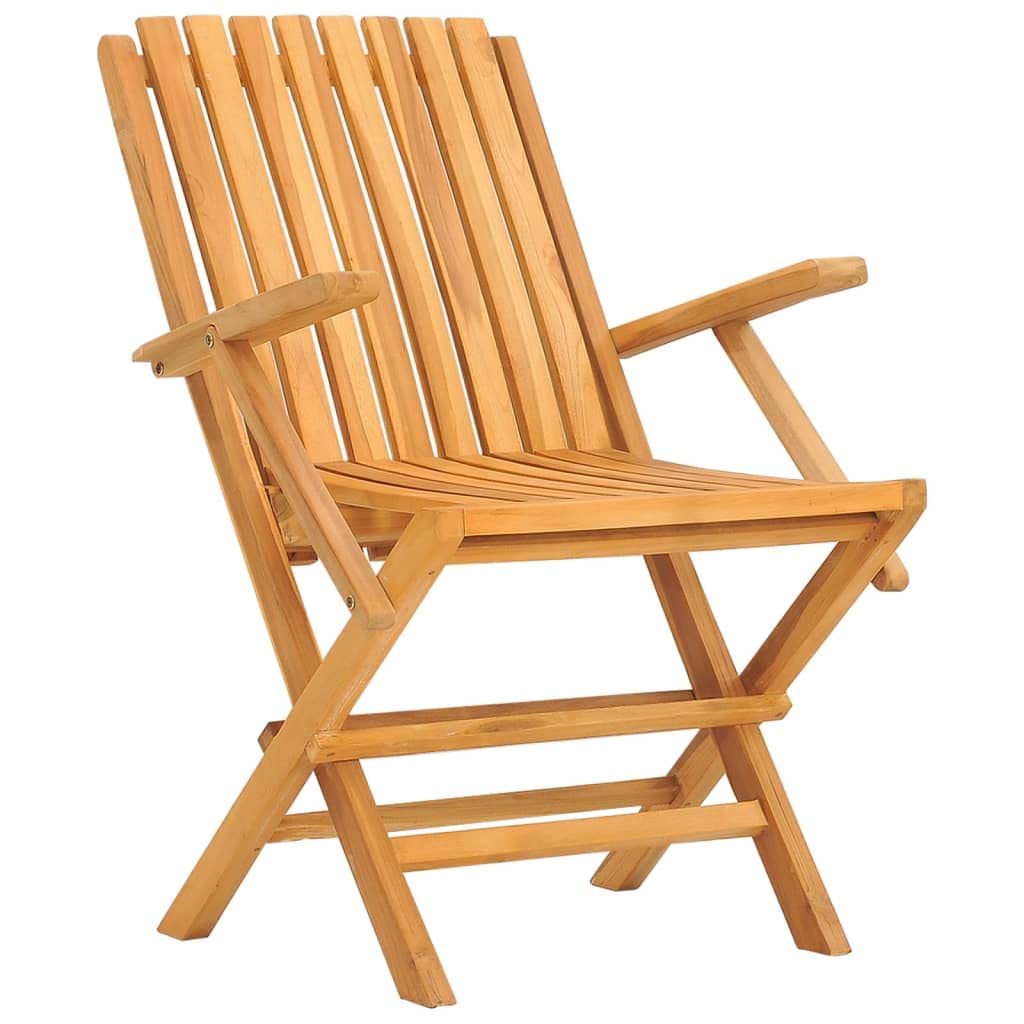 vidaXL Folding Patio Chairs Set of 8 - Solid Teak Wood - Scandinavian Style - Brown Outdoor Seats - Ideal for Garden, Deck