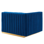 Modway Conjure Channel Tufted Performance Velvet Left-Arm Chair in Gold/Navy