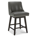 Chita Counter Height Swivel Barstool, Fsc Certified 26' H Seat Height Upholstered Bar Stool, Faux Leather In Retro Grey