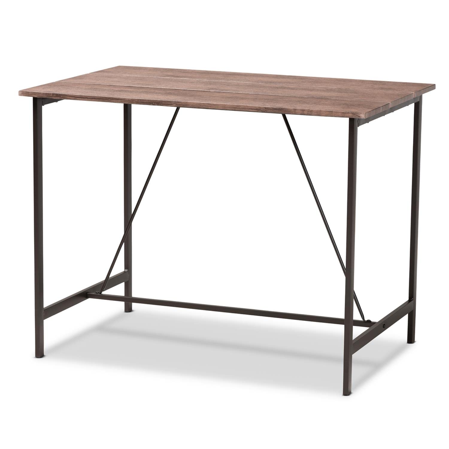 Baxton Studio Marston Modern Industrial Brown Finished Wood and Black Finished Metal 2-Piece Dining Nook Set