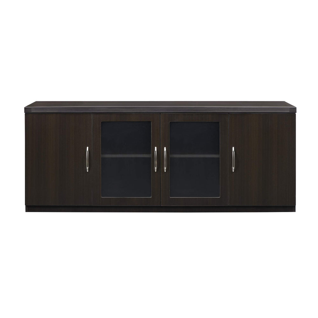 Safco Mayline Alcldc Aberdeen Low Wall Cabinet With 2 Glass And 2 Wood Doors, Mocha Tf