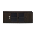 Safco Mayline Alcldc Aberdeen Low Wall Cabinet With 2 Glass And 2 Wood Doors, Mocha Tf