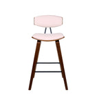 HomeRoots Poplar, Metal, Faux Leather 26" Cream Faux Leather Mid Century Modern Bar Stool