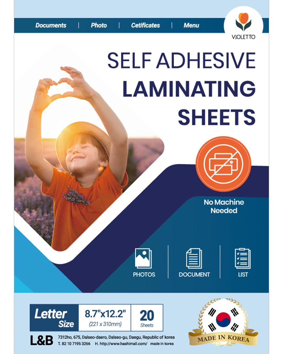 Self Stick Laminating Sheets 8.5 X 11 Inches, 4Mil, Pack Of 20, No Heat, No Machine, Peel And Stick Laminating Sheets, Self Adhe