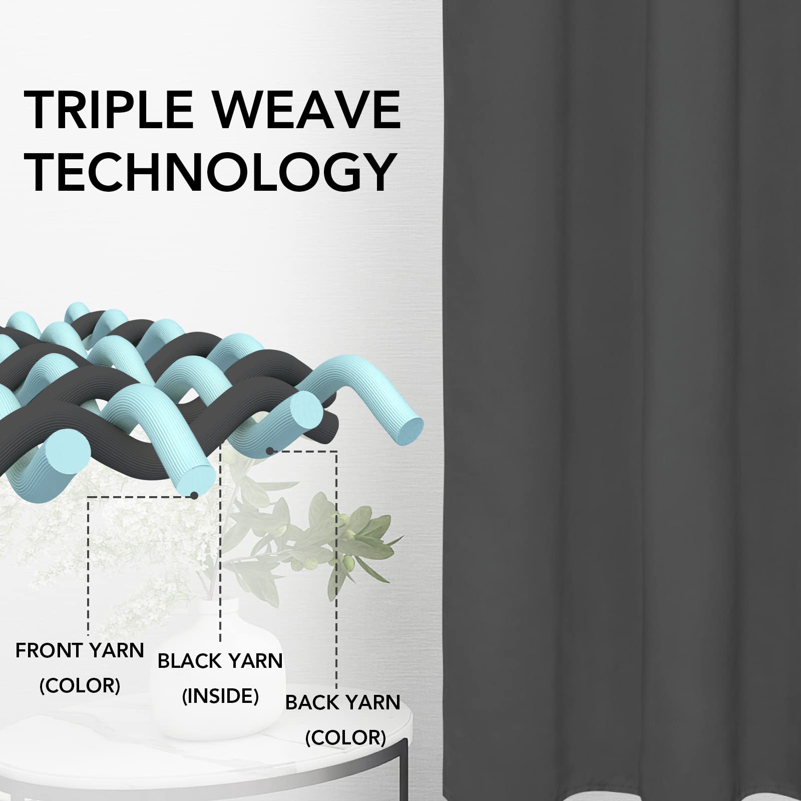 Easy-Going Rod Pocket Blackout Curtains For Bedroom, Room Darkening Window Curtains For Living Room, Thermal Insulated Noise Reduction Solid Window Drapes, 2 Panels(42X72 In, Grey)