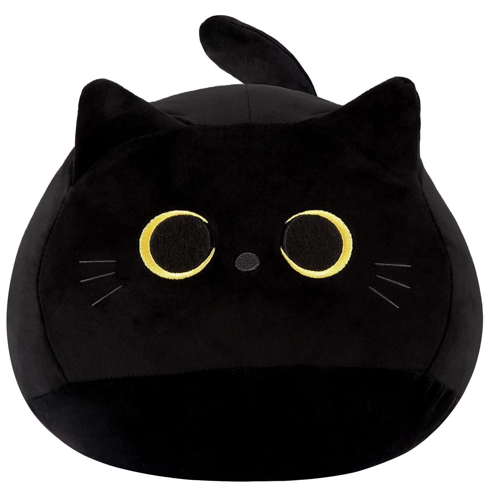 Kwqbwqf Black Cat Plush Toy 16 Inch Black Cat Pillow, Soft Stuffed Cat Plush Doll, Plushie Cat Pillow Cat Stuffed Animals For Ki