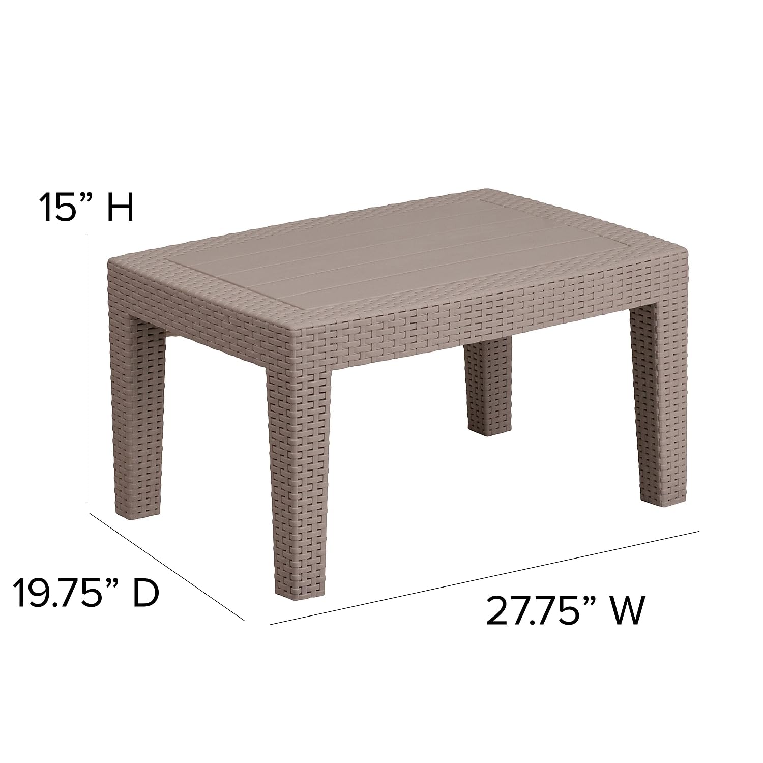 Flash Furniture Seneca Light Gray Faux Rattan Coffee Table
