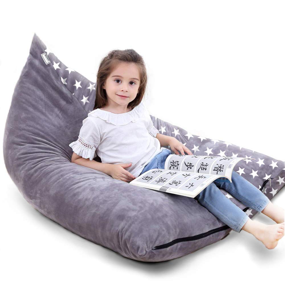 Bchway Stuffed Animal Storage Bean Bag Chair Cover | 53' Extra Large Beanbag For Kids And Adults, Plush Toys Holder And Organizer For Boys And Girls | Premium Velvet - Soft & Comfortabl (Stars Style)