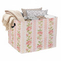 56L Pink Flowers Foldable Square Laundry Hamper with Handles  Large Clothes, Blanket & Toy Storage Basket for Home Organization