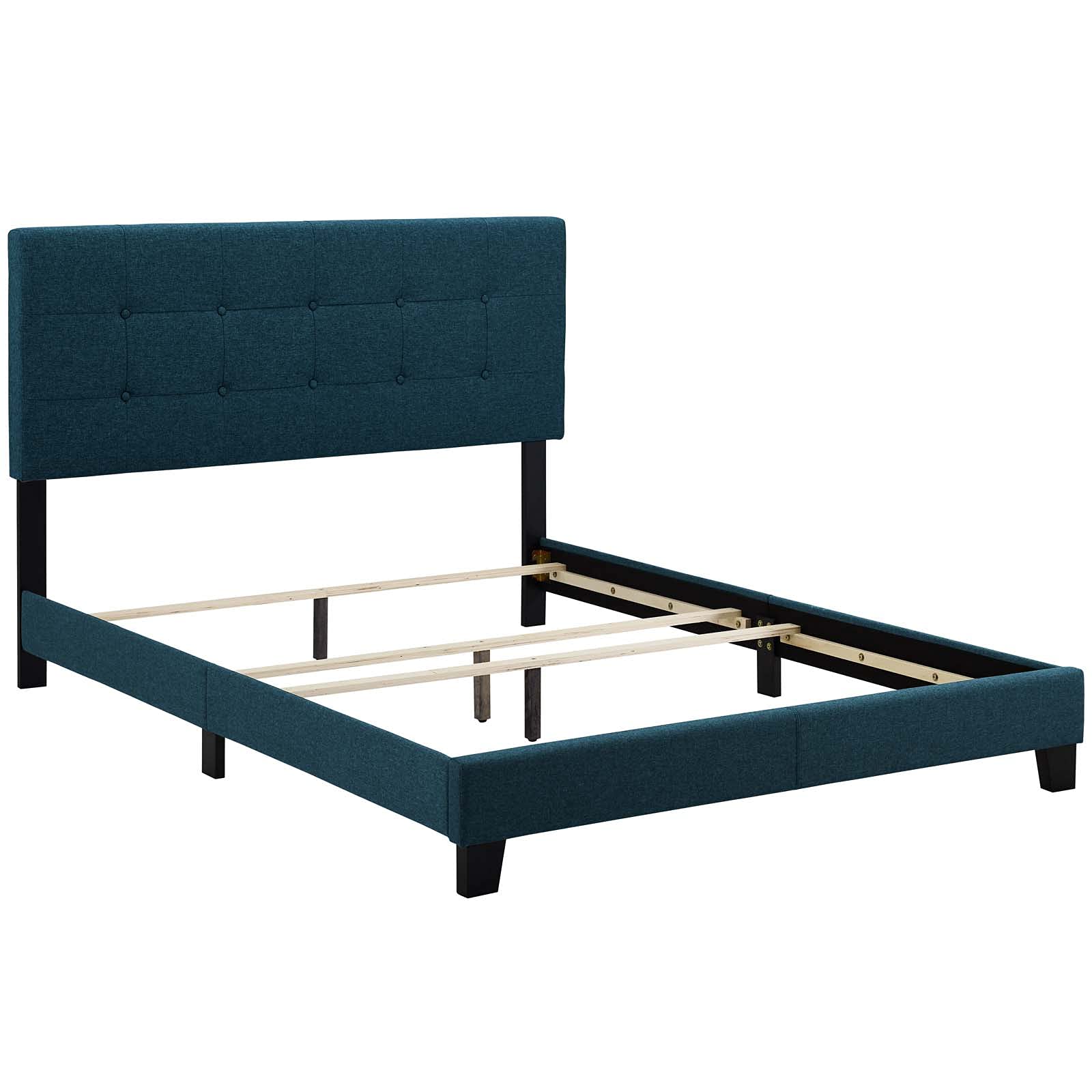 Modway Amira Tufted Fabric Upholstered Full Bed Frame With Headboard In Azure