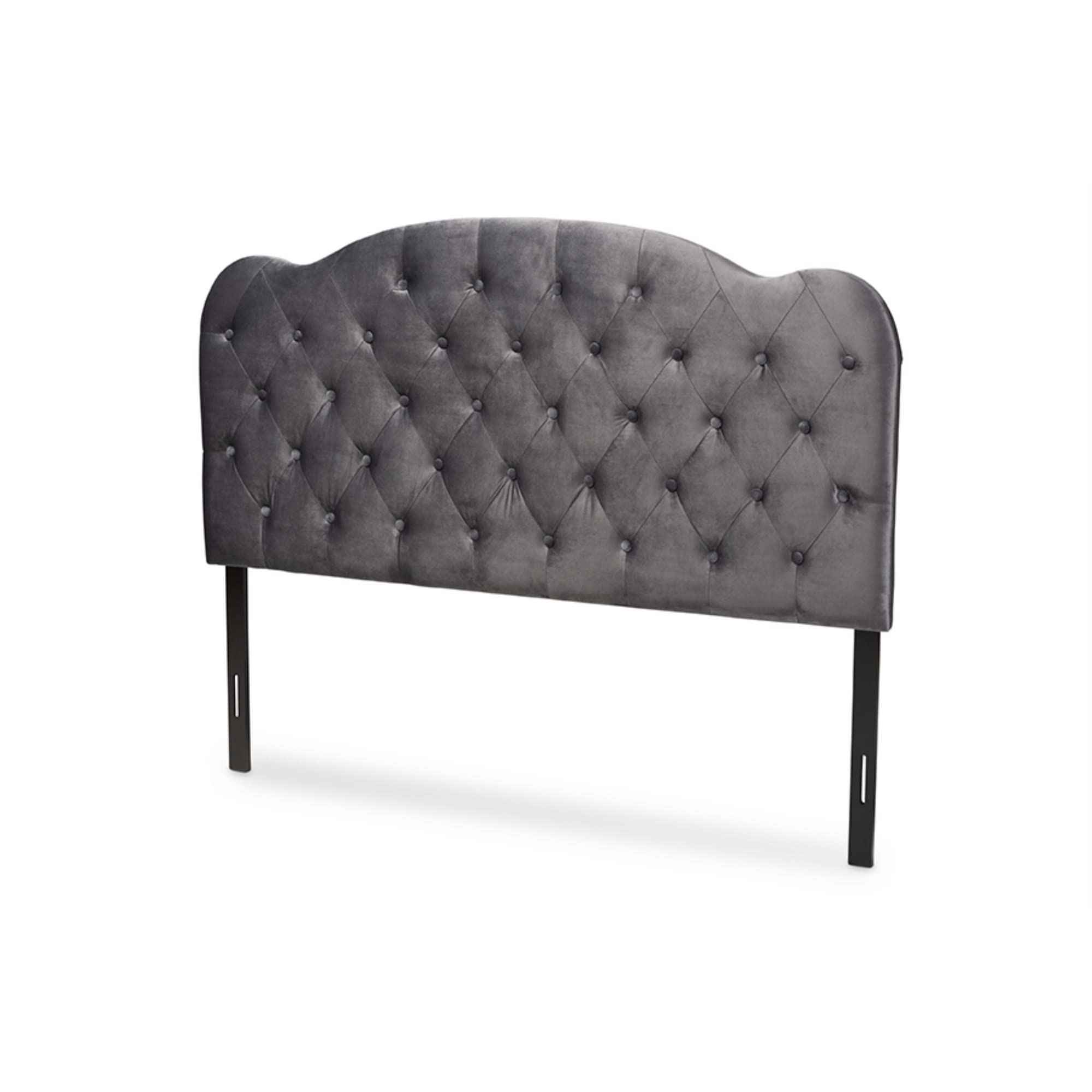 Baxton Studio Clovis Modern and Contemporary Grey Velvet Fabric Upholstered Queen Size Headboard