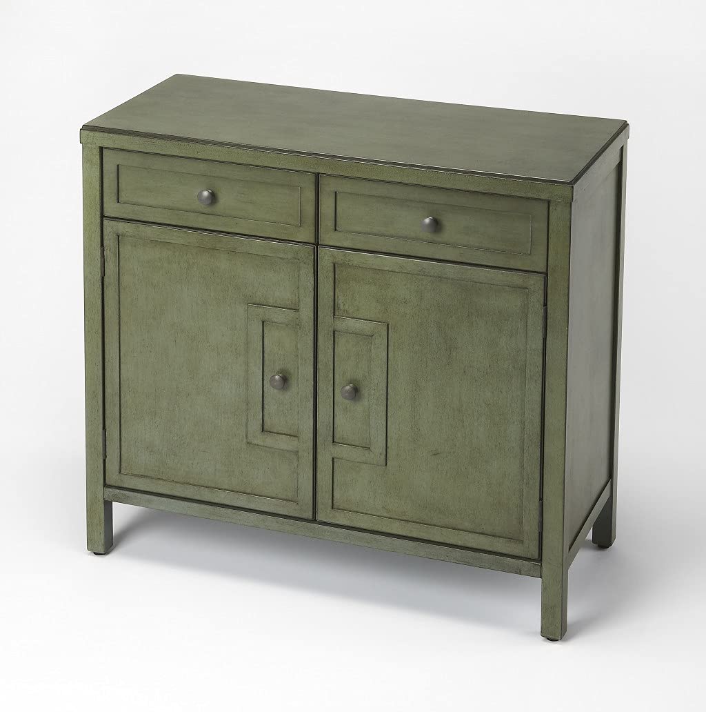 HomeRoots Bayur Wood Solids, MDF, Steel Imperial Green Console Cabinet