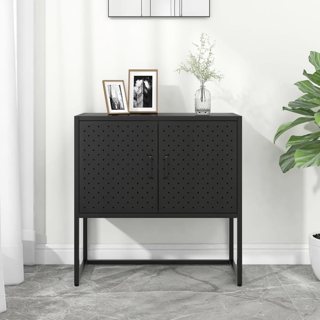 vidaXL Sideboard Black 29.5&quot;x13.8&quot;x29.5&quot; Steel