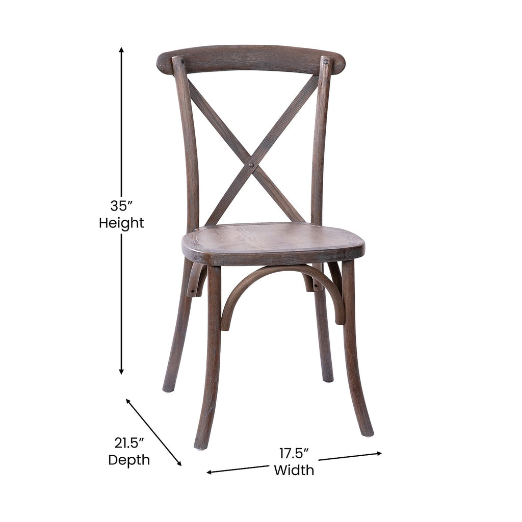 Flash Furniture Advantage Gray Wash Dark Driftwood X-Back Chair