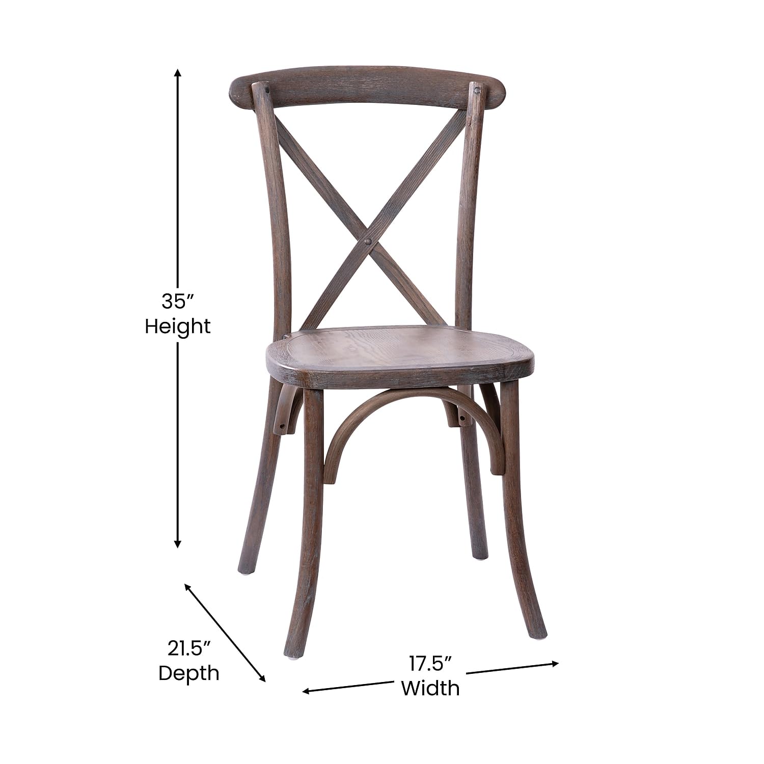 Flash Furniture Advantage Gray Wash Dark Driftwood X-Back Chair