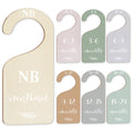 Whaline 7Pcs Terrazzo Wood Baby Closet Size Dividers with White Velvet Bag Newborn to 24 Month Thicken Infant Wardrobe Hanger Or