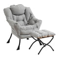 Furlide Lazy Chair With Ottoman, Modern Chair With Folding Footrest, Lounge Accent Chair, Comfortable Reading Chair (Light Grey)