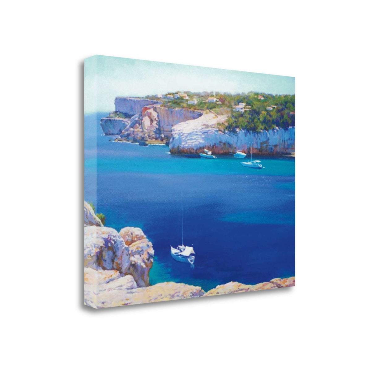 32' Summer Inspired Bright Coastal Cliff View Gallery Wrap Canvas Wall Art