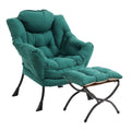 Furlide Lazy Chair With Ottoman, Modern Chair With Folding Footrest, Lounge Accent Chair, Comfortable Reading Chair (Dark Green)