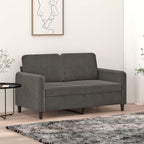 vidaXL 2-Seater Sofa in Dark Gray Velvet Finish, 100% Polyester Covering, Compact Size, Ideal for Reading, TV Watching or Relaxing, Foam Filling Material, Compliant with California Proposition 65