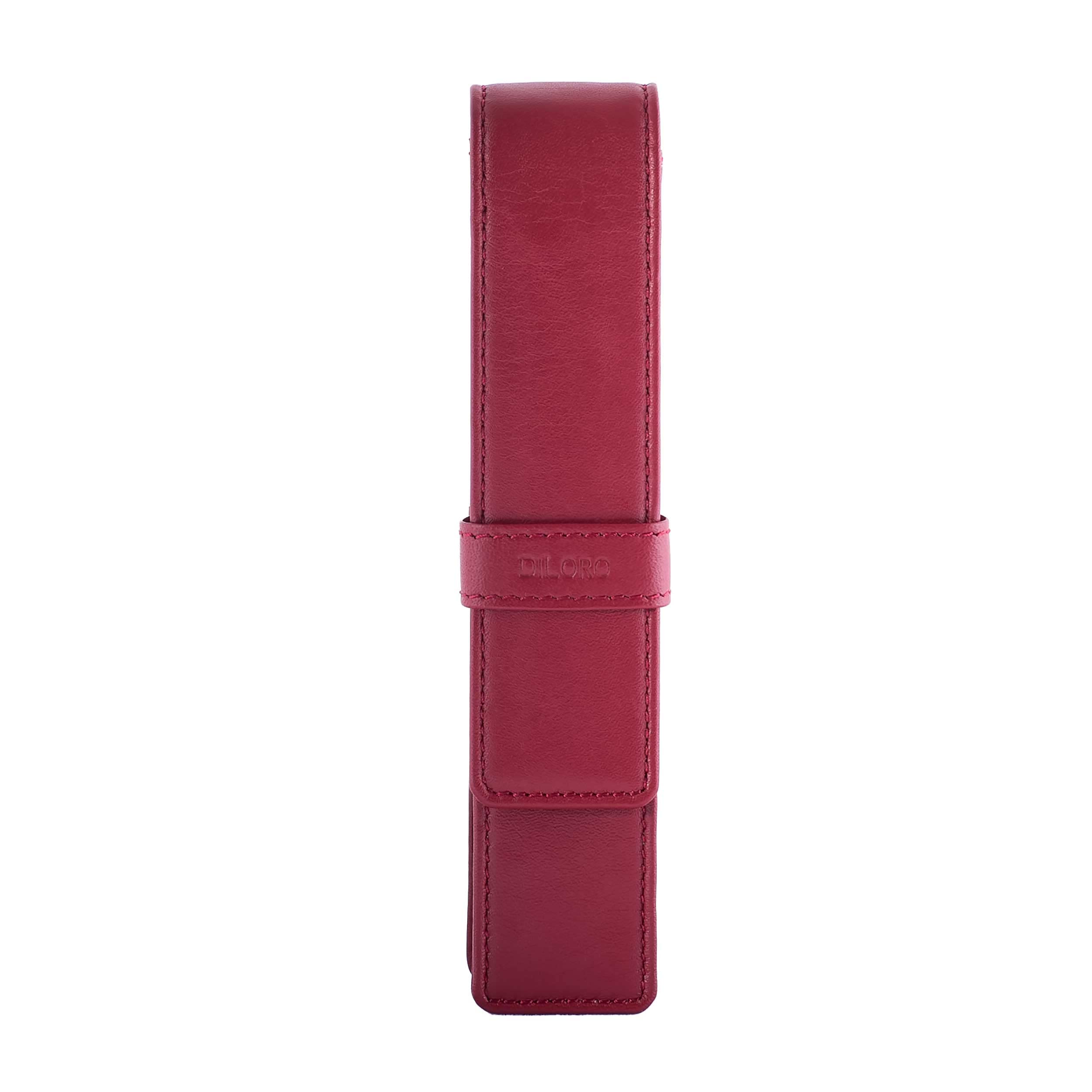 Diloro Leather Single Pen Case Pencil Pouch Holder For One Fountain Ballpoint Rollerball Pen And Pencil (Red)