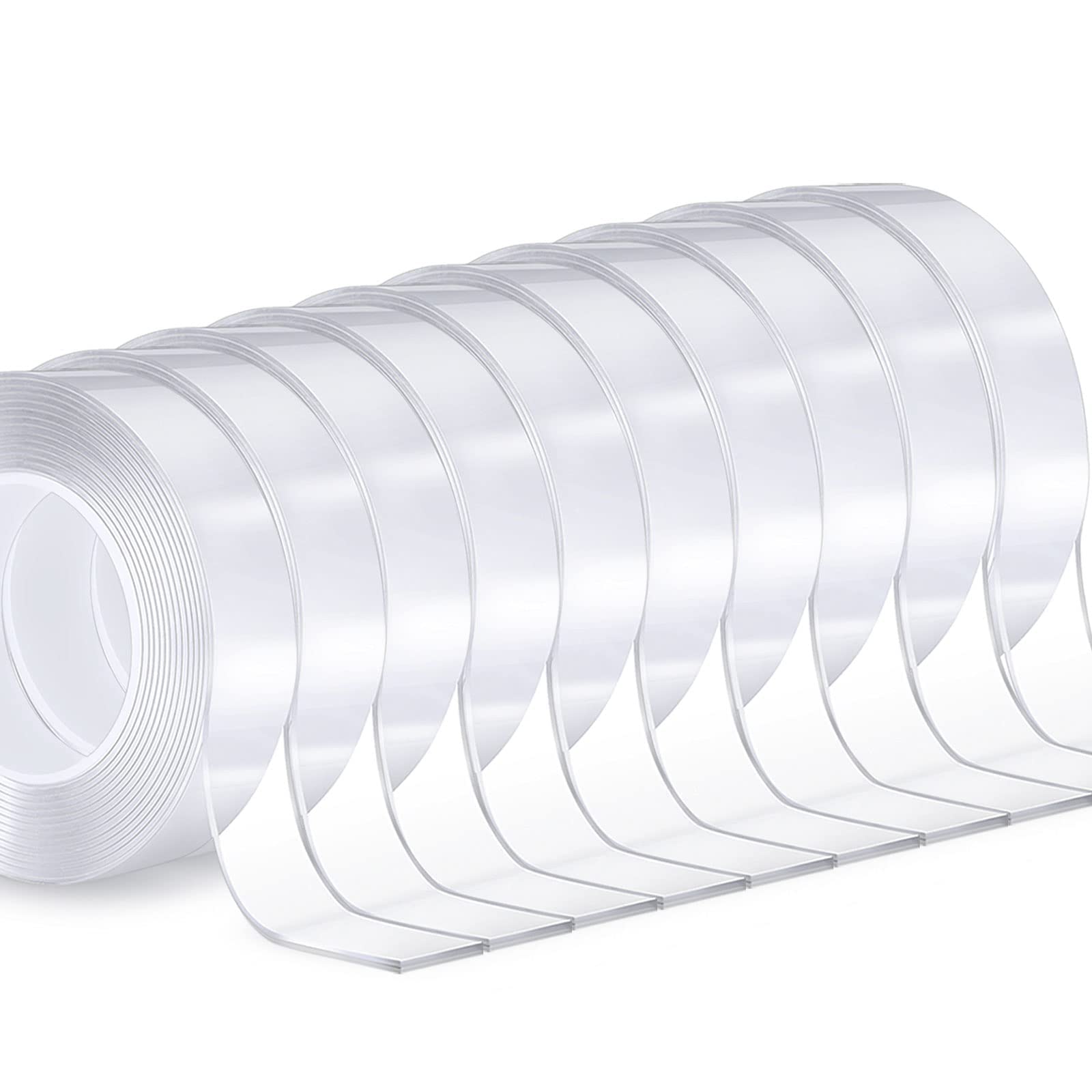 Zmuaxuan 10 Rolls-9.85 Ft Double Sided Mounting Tape Heavy Duty Removable,Clear Thick Nano Tape Adhesive Reusable,Wall Poster Pi